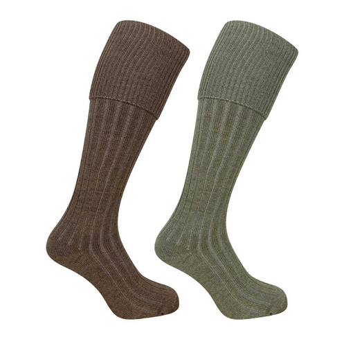 Lovat Marl/Oatmeal Hoggs Of Fife Mens 1902 Plain Turnover Top Stockings Twin Pack Lovat Marl/Oatmeal Hoggs Of Fife Mens 1902 Plain Turnover Top Stockings Twin Pack
