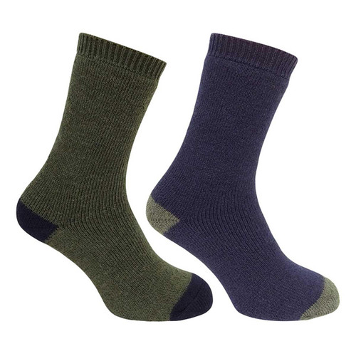 Dark Navy/Dark Green Hoggs Of Fife Mens 1904 Country Short Socks Twin Pack