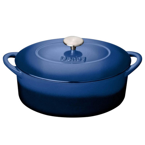 Denby Cobalt Blue 28cm Cast Iron Oval Casserole Dish