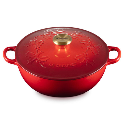 Cerise Le Creuset Classic Cast Iron Holly Soup Pot 26cm