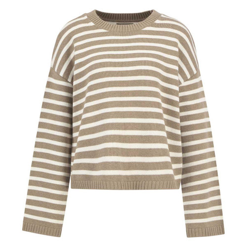 Fawn/Ecru Stripe Barbour Womens Rosie Knitted Jumper