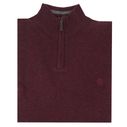 Albert and Mauice Netherton Zip Neck Jumper Claret flat