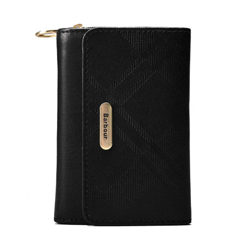 Black/Deboss Tartan Barbour Womens Rosa Deboss Leather French Purse