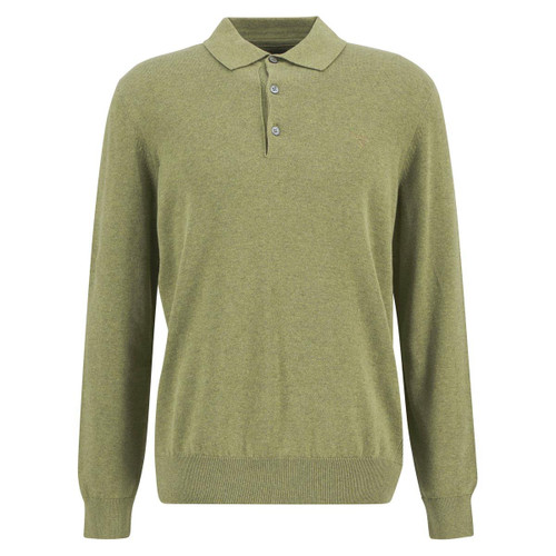 Laurel Green Barbour Mens Pima Cotton Knitted Polo Shirt