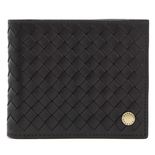 black Barbour Farne Woven Leather Wallet