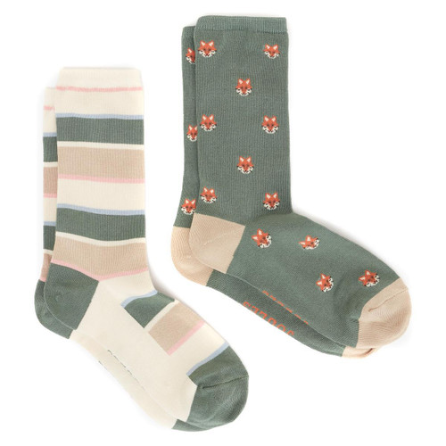 Khaki Fox Joules Womens Everyday Socks 2 Pack