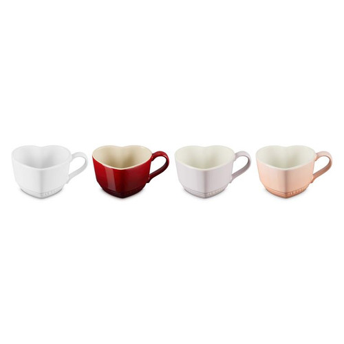 Le Creuset Stoneware Set of 4 Heart Mugs set