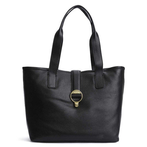 Black Barbour Womens Alder Leather Tote Bag