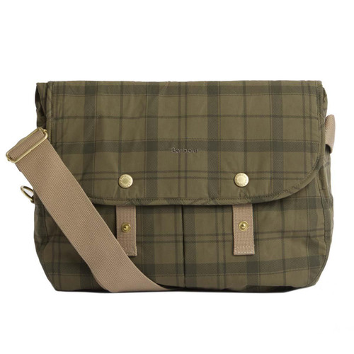 Dusky Green Tartan Barbour Transport Riever Crossbody Bag