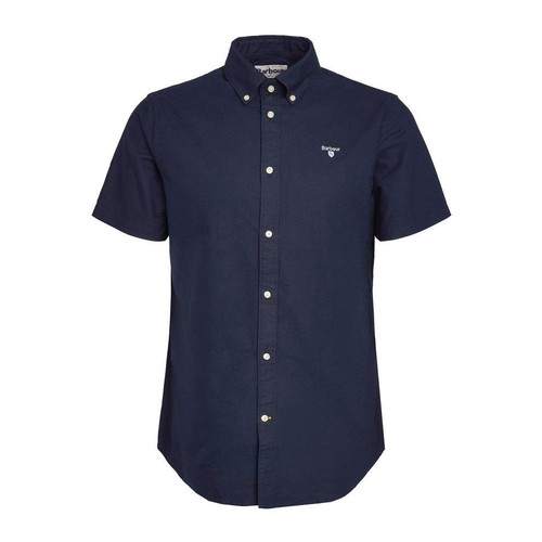 Navy Barbour Mens Oxtown Short Sleeve Tailored Shirt