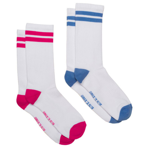 Pink/Blue Joules Womens Volley Tall Tennis Socks Pack of 2