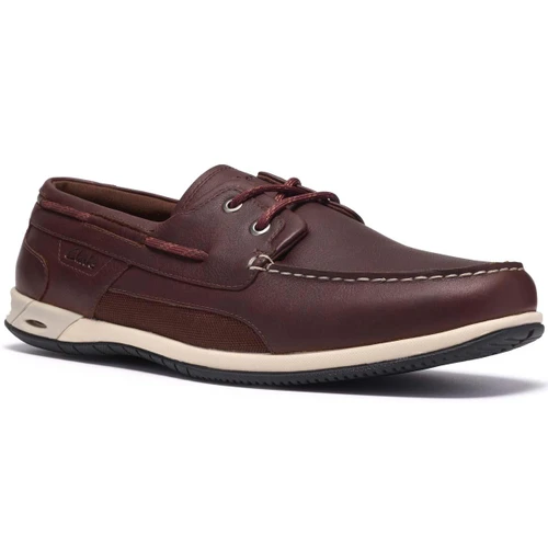 Brown Leather Clarks Mens Orson Sail Boat Shoes