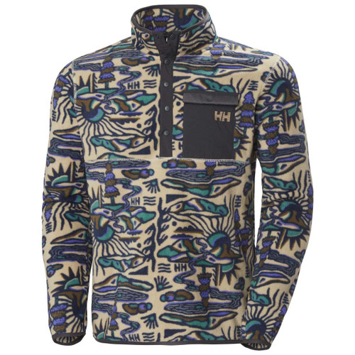 Khaki Rayco AOP Helly Hansen Mens Maridalen Printed Fleece