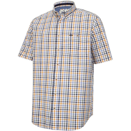 Blue/Basil/Gold Hoggs of Fife Mens Aberdour Short Sleeve Shirt