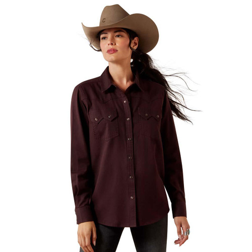 Chocolate Plum Ariat Womens Earthbound Western Snap Shirt Outfit