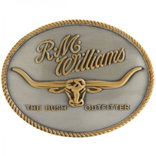 R.M. Williams Logo Belt Buckle Gold/Silver