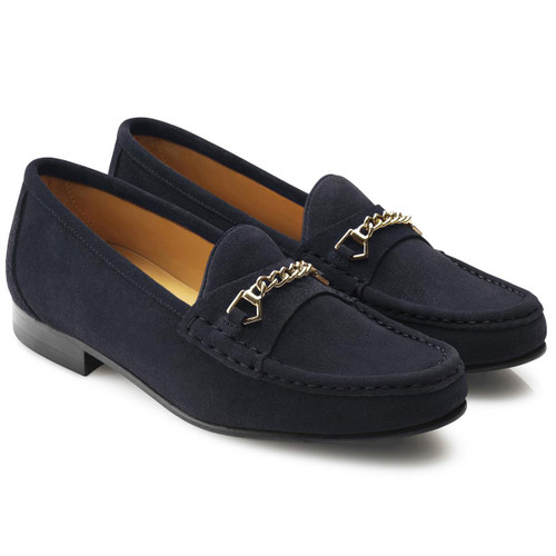 Navy Fairfax & Favor Womens Apsley Suede Loafer