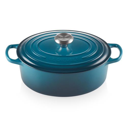 Le Creuset 27cm Cast Iron Oval Casserole Dish Deep Teal