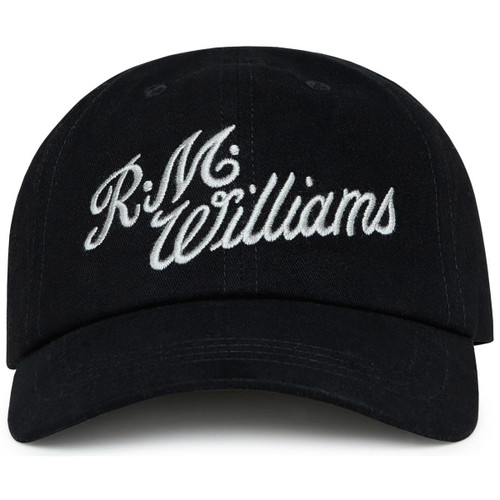 Black/Silver R.M. Williams Mens Script Cap