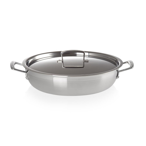 Le Creuset 3 Ply Stainless Steel 30cm Shallow Casserole With Lid