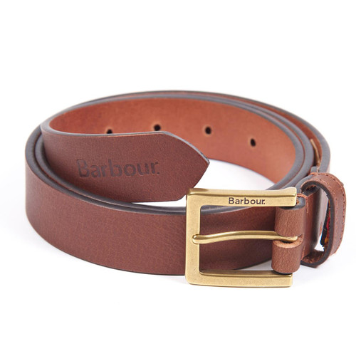 Dark Tan Barbour Pull Up Leather Belt