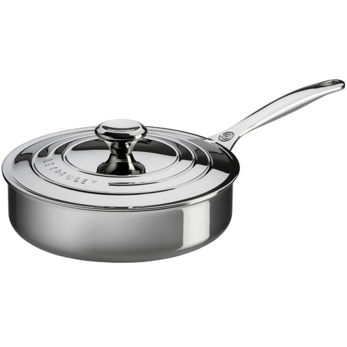 Le Creuset 24cm Signature Stainless Steel Saute Pan With Lid