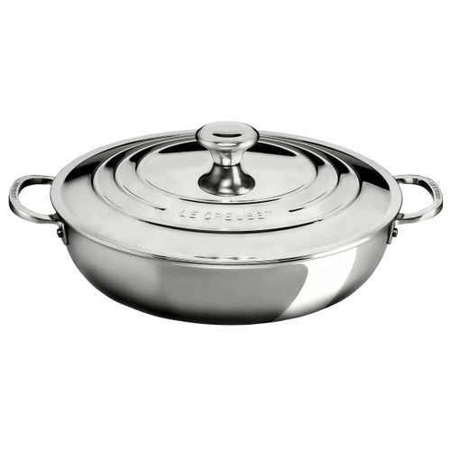 Le Creuset 30cm Stainless Steel Shallow Casserole Le Creuset 30cm Stainless Steel Shallow Casserole