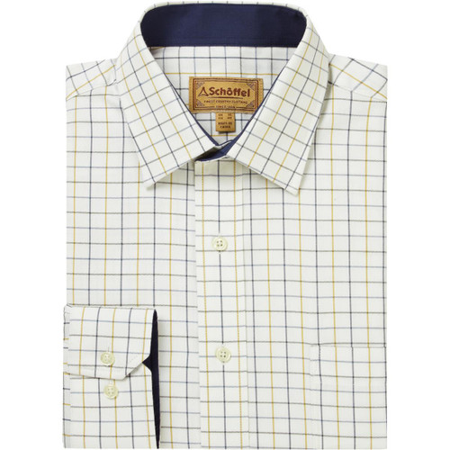 Vintage Navy Tattersall Schoffel Mens Burnham Tattersall Shirt