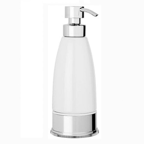 Chrome Plated Samuel Heath Style Moderne Freestanding White Ceramic Liquid Soap Dispenser N6666W