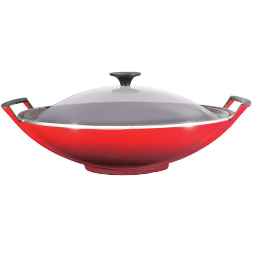 Le Creuset Cast Iron Wok With Glass Lid