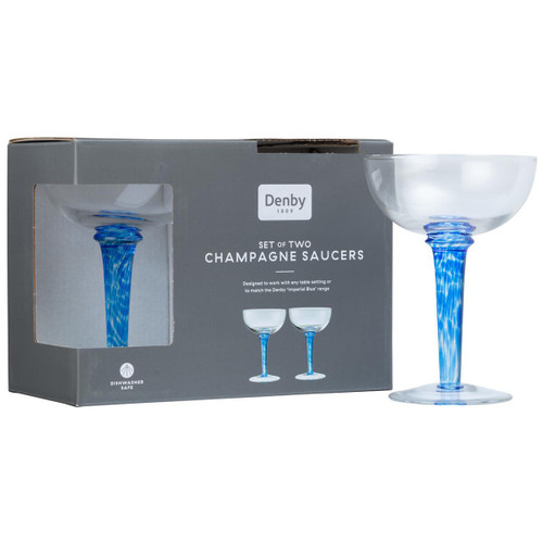 Denby Imperial Blue Champagne Saucers Pack Of 2