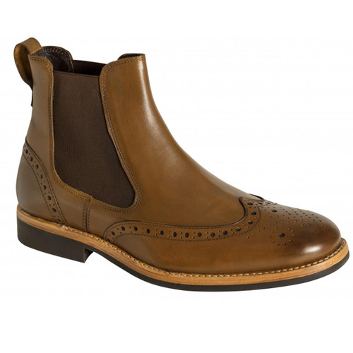 Burnished Tan Hoggs Of Fife Stanley Semi-Brogue Dealer Boots