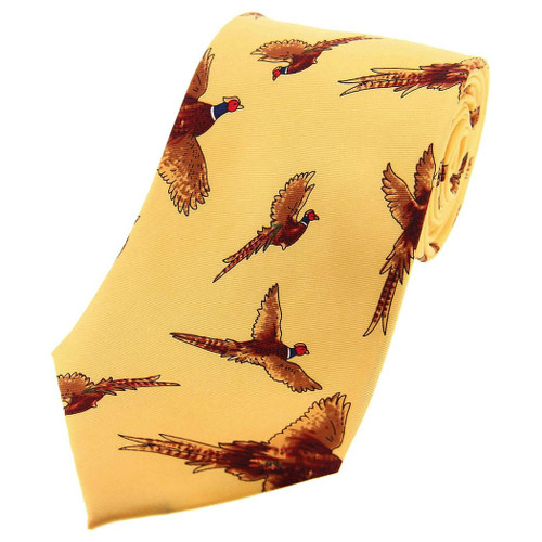 Heritage 1845 Silk Tie Flying Pheasant Gold