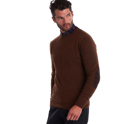 men's barbour patch crew neck lambswool sweater