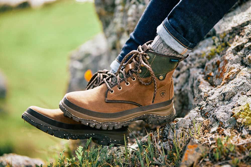 trekking boots outdoors