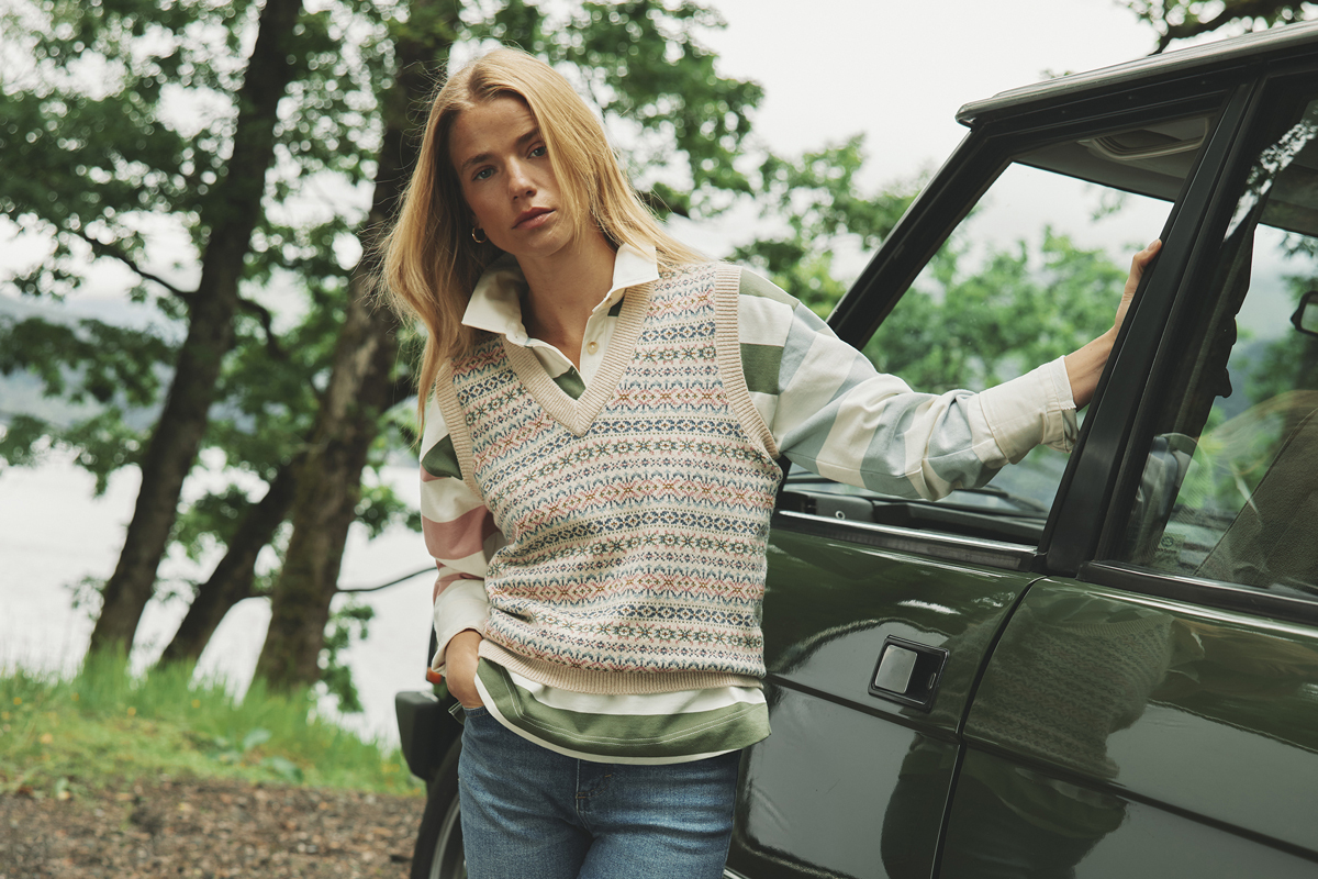 Joules Islay Fairisle V Neck Vest Top