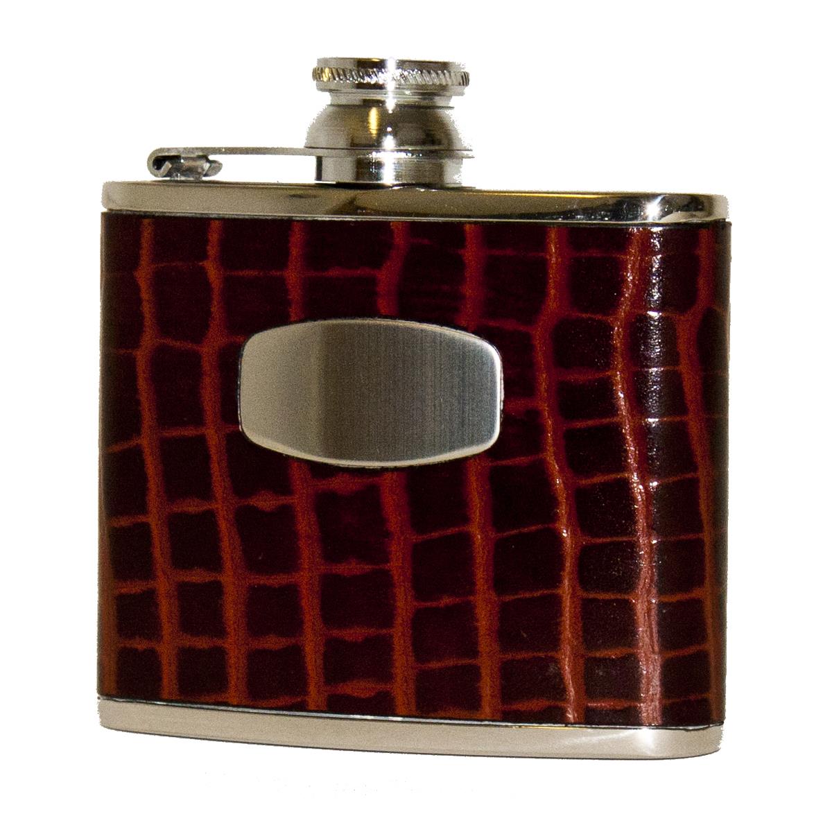 Bisley Brown Croc Leather Flask