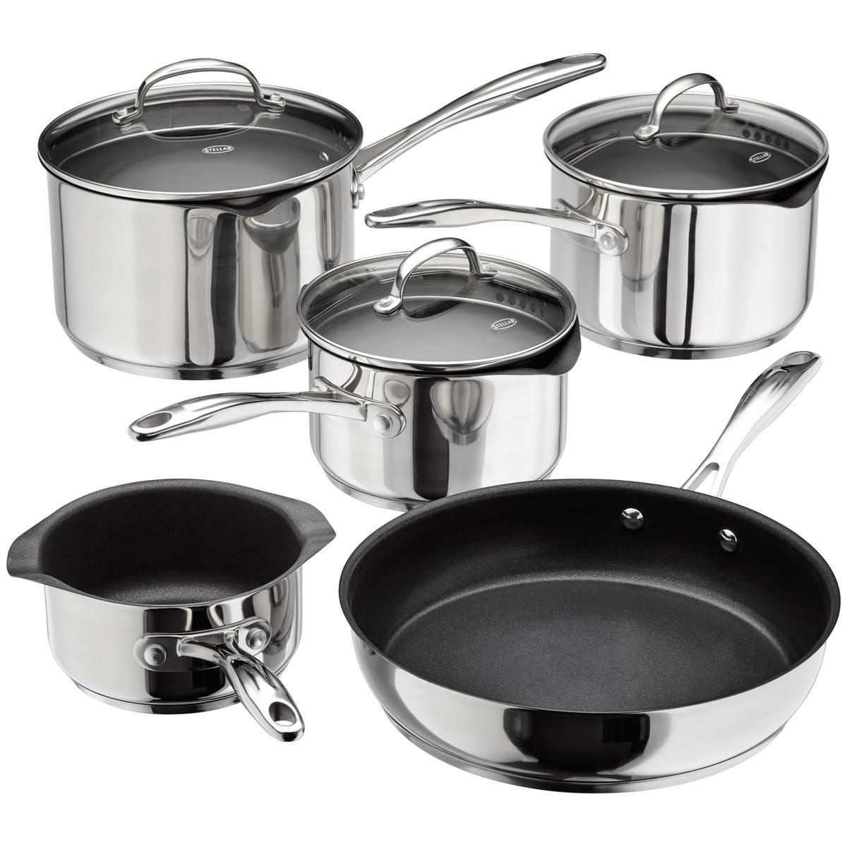 Stellar 7000 5 Piece Non-Stick Draining Saucepan Set