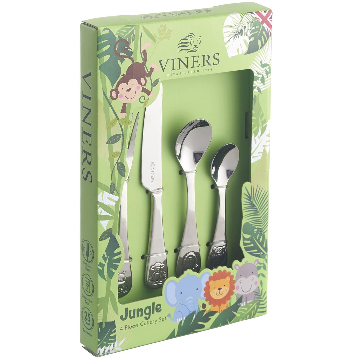 Viners Jungle 4 Piece Kids Cutlery Set