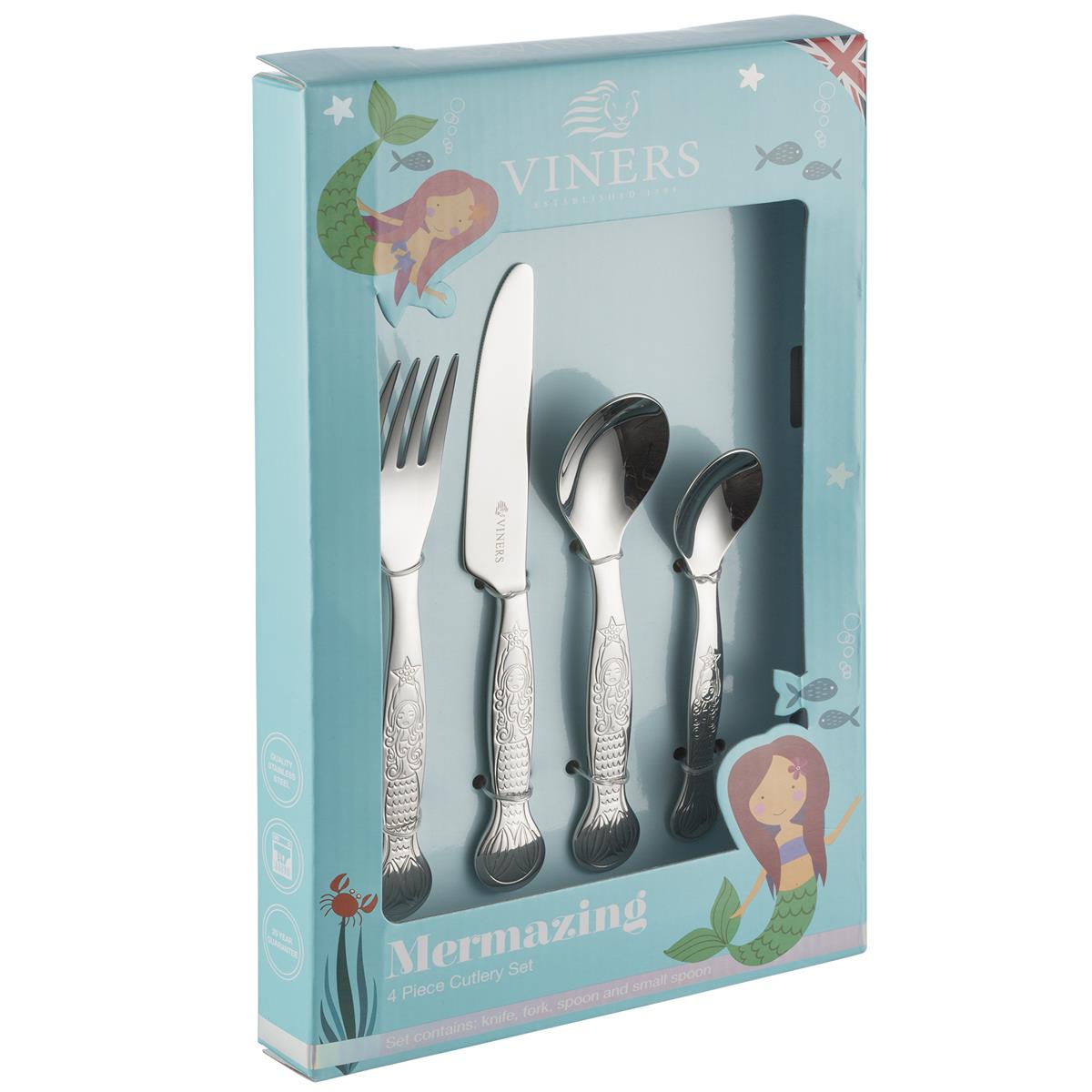 Viners Mermazing 4 Piece Kids Cutlery Set