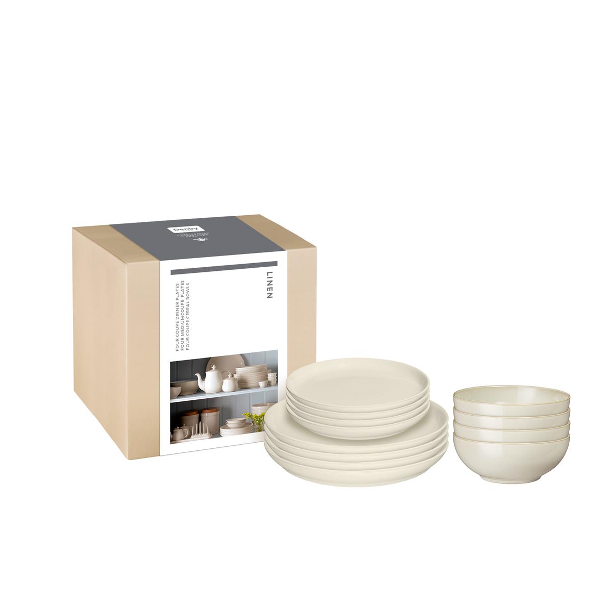 Denby Linen 12 Piece Coupe Tableware Set