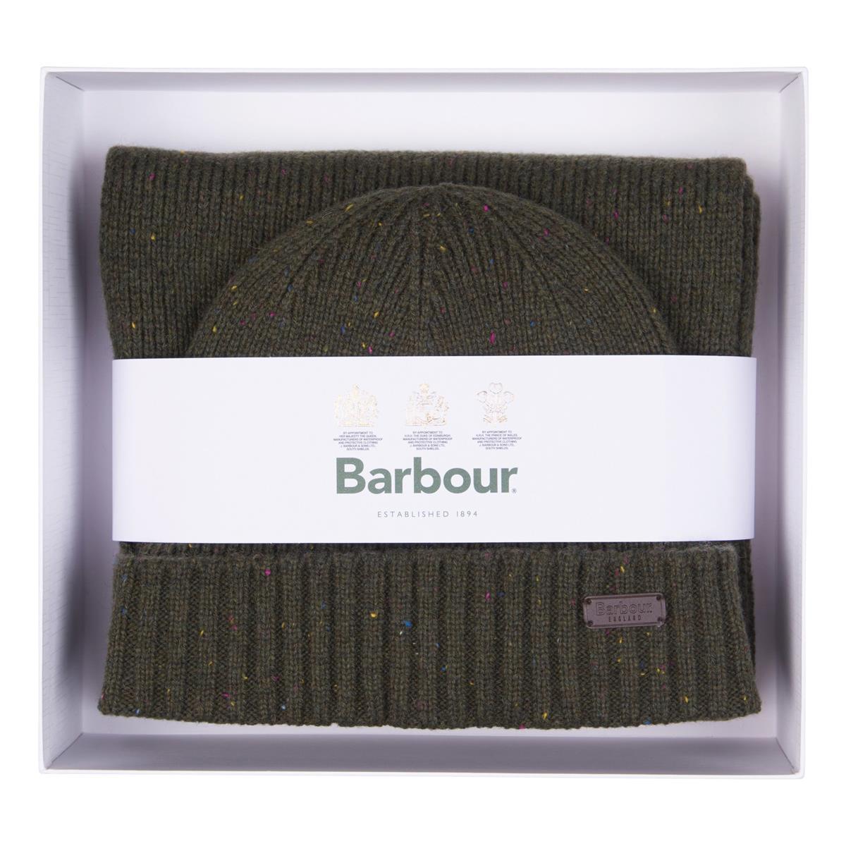 Barbour Mens Carlton Fleck Beanie and Scarf Gift Set