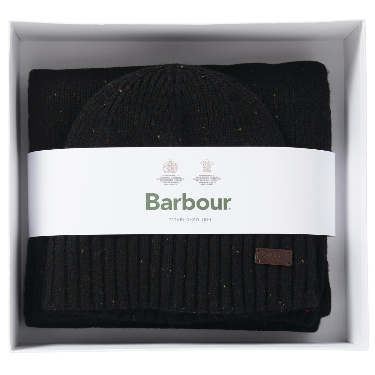 Barbour Mens Carlton Fleck Beanie and Scarf Gift Set