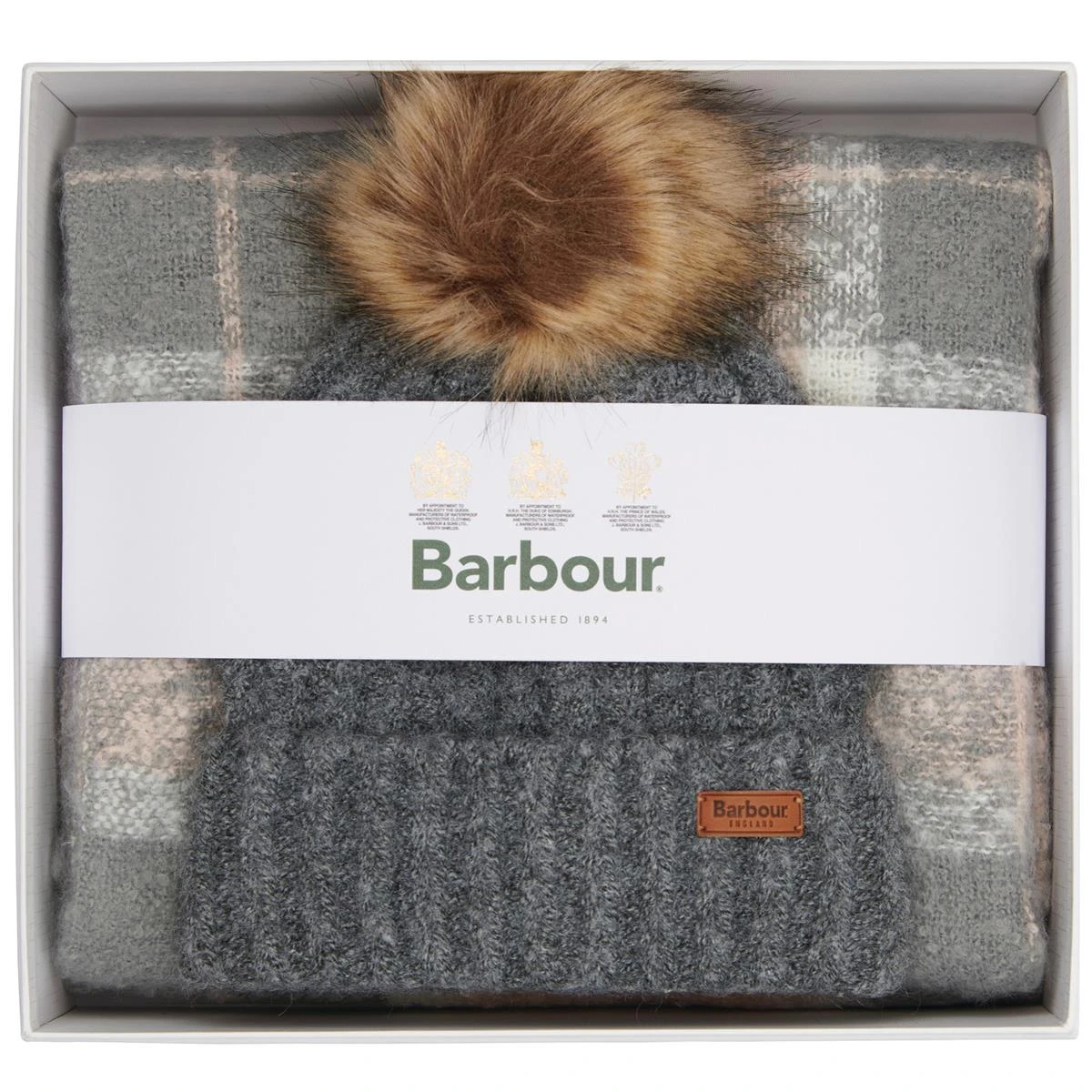 Barbour Womens Saltburn Beanie & Tartan Scarf Set