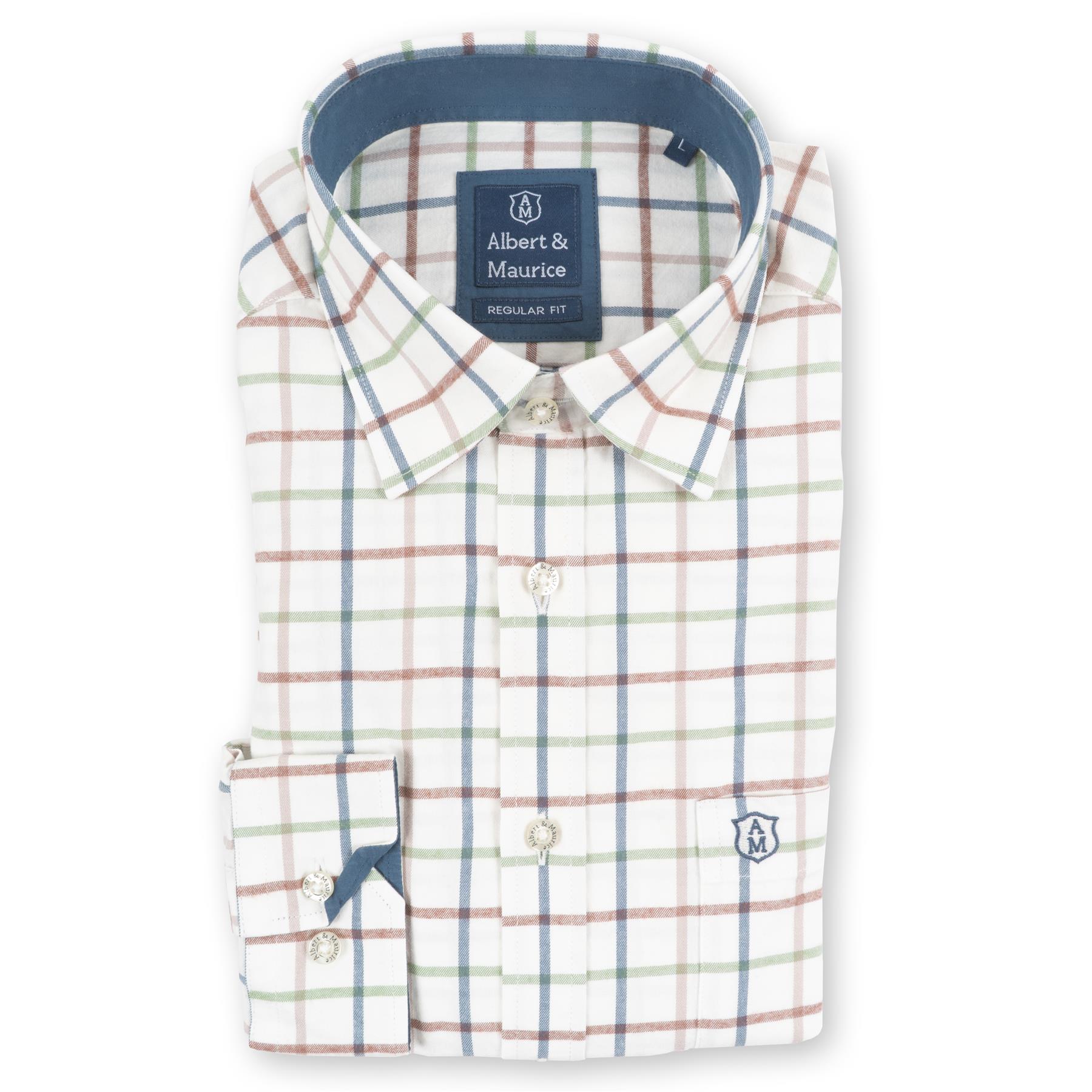 Albert and Maurice Mens Whitestone Brushed Check Shirt