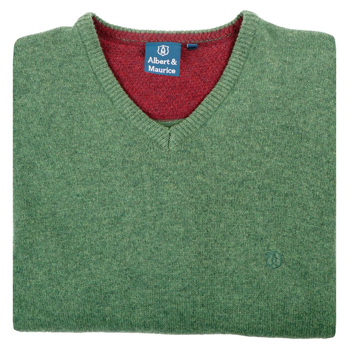 Albert and Maurice Eastnor Sage Lambswool V Neck Jumper