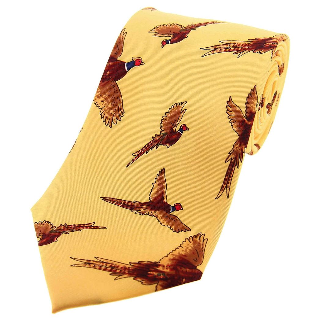 Heritage 1845 Silk Tie Flying Pheasant Gold Heritage 1845 Silk Tie Flying Pheasant Gold