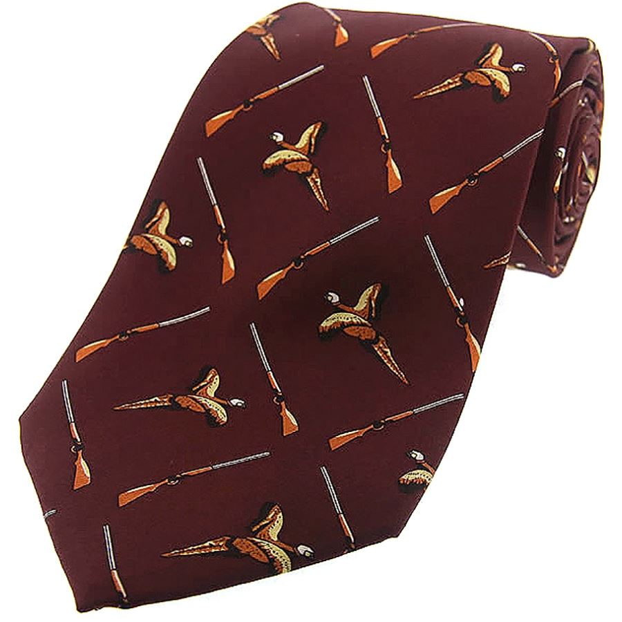 Heritage 1845 Silk Tie Birds and Guns Burgundy Heritage 1845 Silk Tie Birds and Guns Burgundy