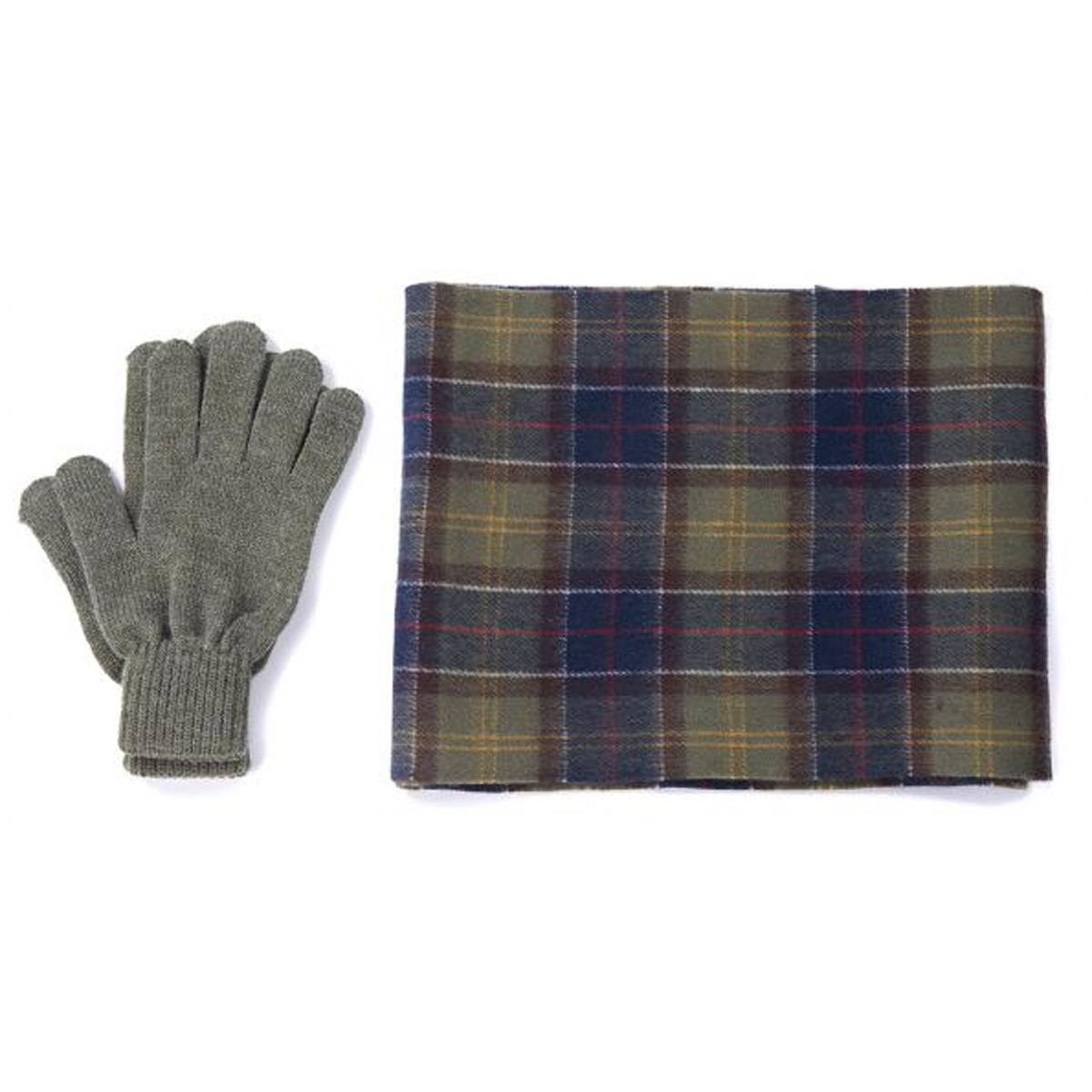 Barbour Mens Tartan Scarf and Glove Gift Set