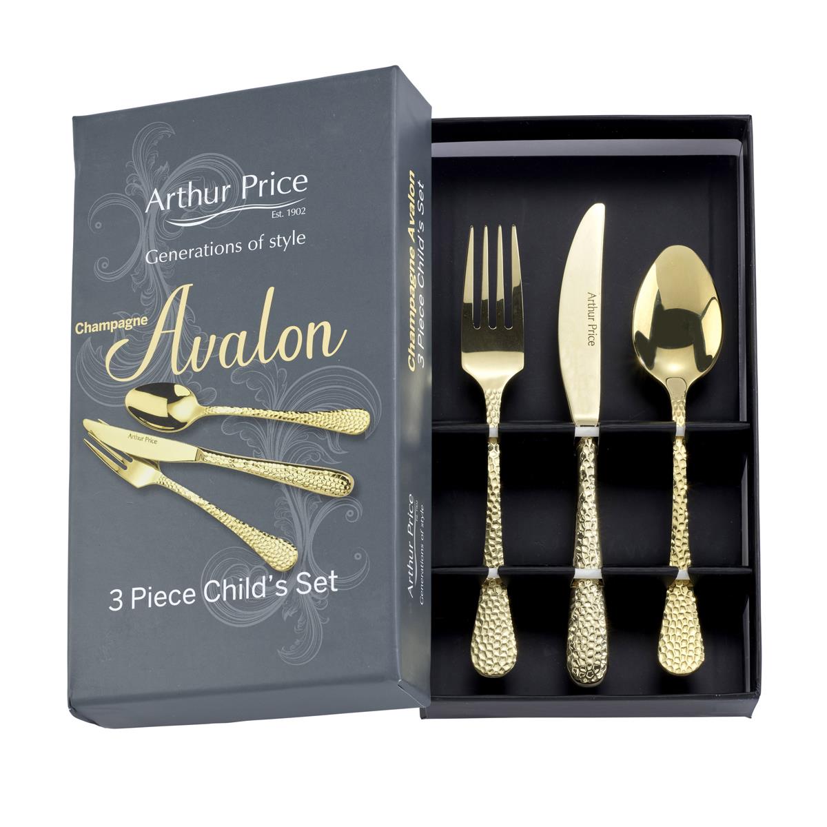 Arthur Price Champagne Avalon 3 Piece Childrens Cutlery Set